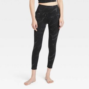 All in Motion Flex Pocket High Rise Active Black Gray Marble 7/8 Leggings